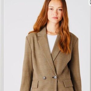 Blank NYC Bussiness Affair Brown Plaid Blazer